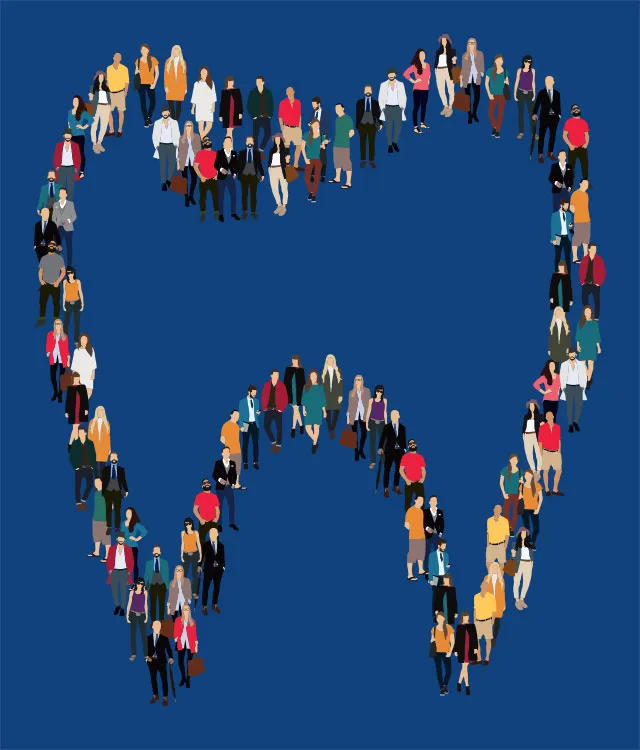 People in the shape of a tooth